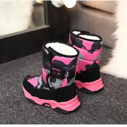 Winter Children Shoes Plush Waterproof Fabric Non-Slip