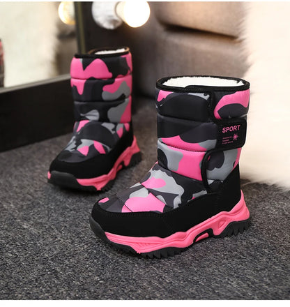 Winter Children Shoes Plush Waterproof Fabric Non-Slip