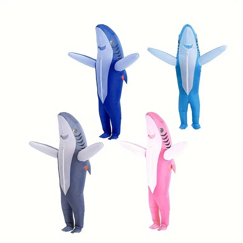 Cute Unique Standing Shark Design Inflatable Suit, Halloween Inflatable Costume