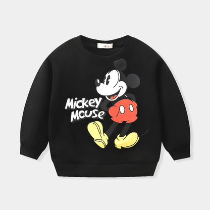 Disney Mickey Children' Tracksuit Cartoon Long Sleeve Crewneck Hoodies + Pants Two Piece Set