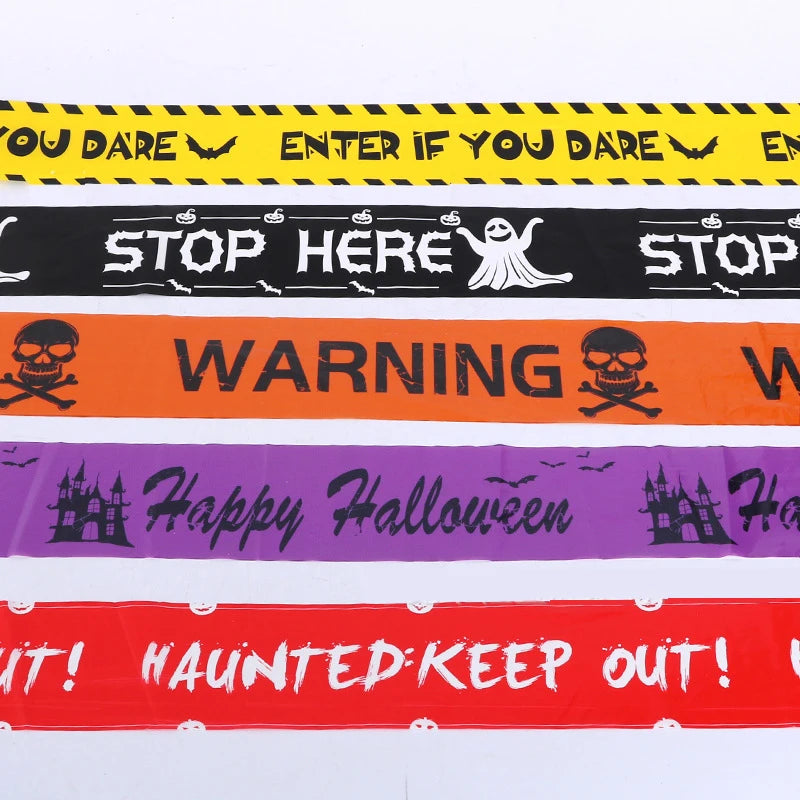 Halloween Props Window Prop Warning line Plastic Skull Head Warning Tape Signs