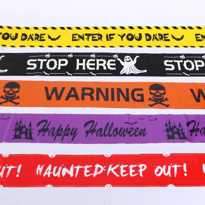 Halloween Props Window Prop Warning line Plastic Skull Head Warning Tape Signs