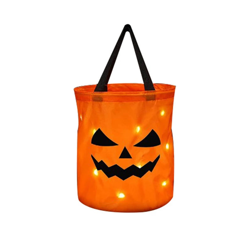 LED Light Halloween Trick or Treat Bucket Pumpkin Candy Bags