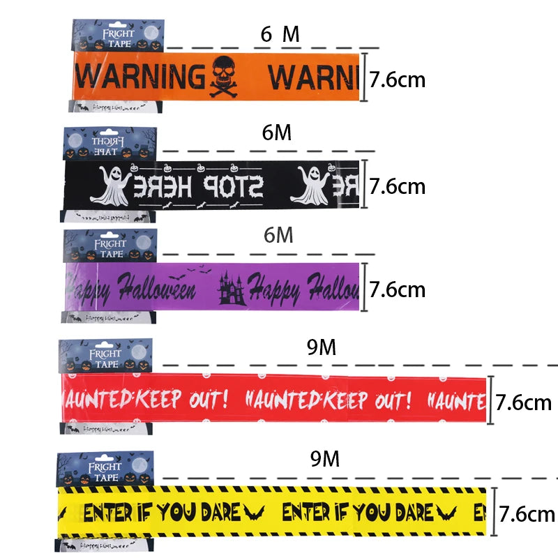 Halloween Props Window Prop Warning line Plastic Skull Head Warning Tape Signs