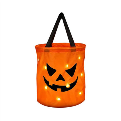 LED Light Halloween Trick or Treat Bucket Pumpkin Candy Bags