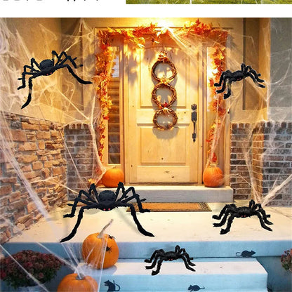 Halloween Black Scary Giant Spider Huge Spider Web Halloween Decor