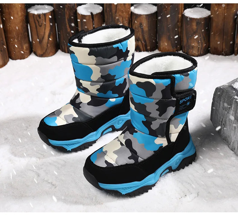 Winter Children Shoes Plush Waterproof Fabric Non-Slip