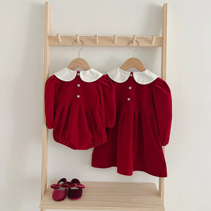 Long Sleeve Sweet Solid Color  Christmas Outfit