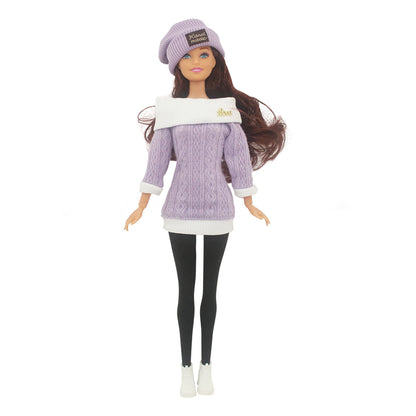 30cm Doll Full Set 1/6 Female Doll with Clothes and Hat Sweater Girls Dress Up