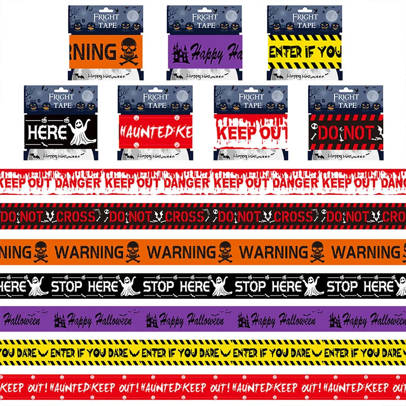 Halloween Props Window Prop Warning line Plastic Skull Head Warning Tape Signs