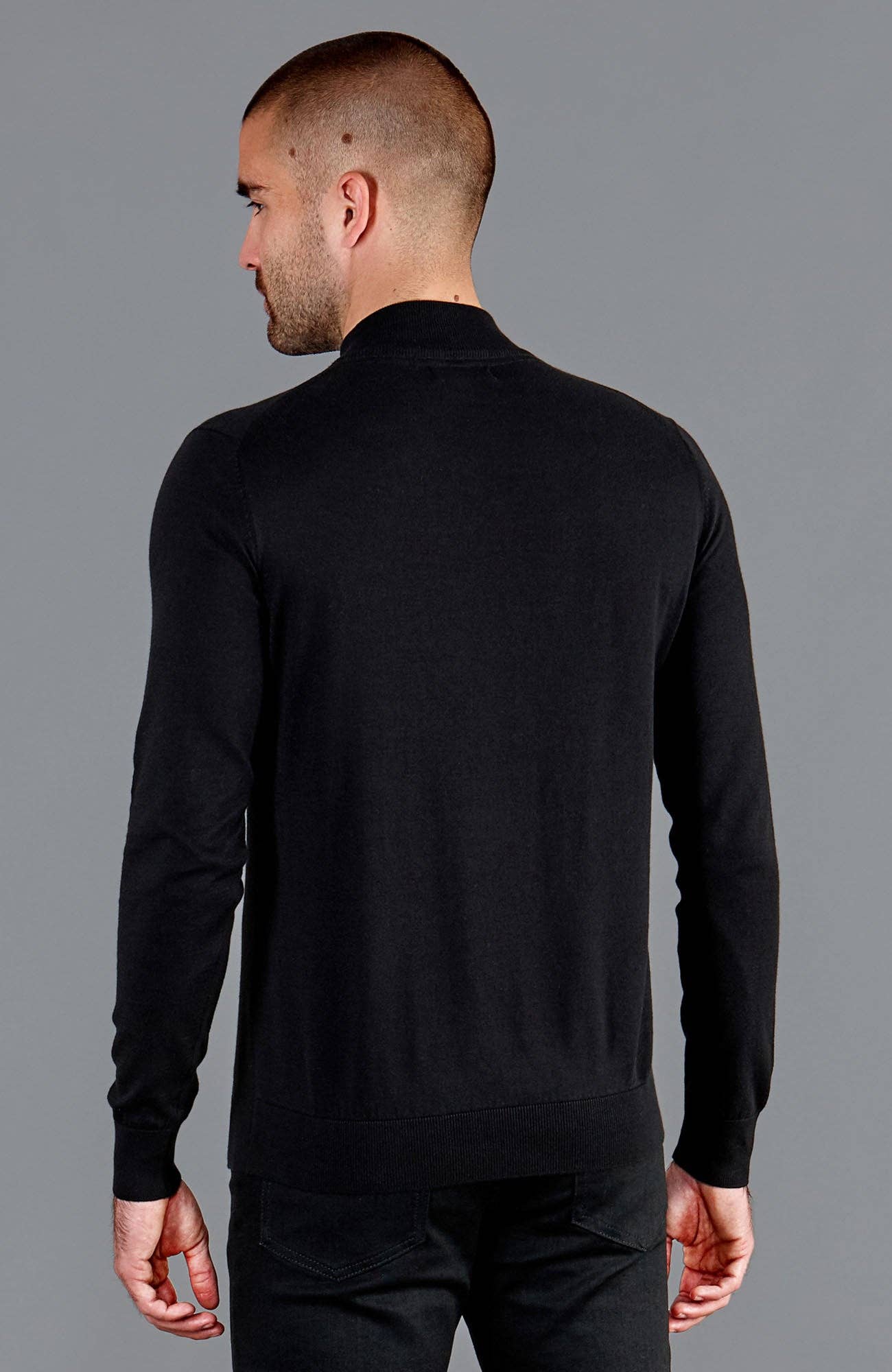 Mens Ultra Fine Cotton Mock Turtle Neck Jumper