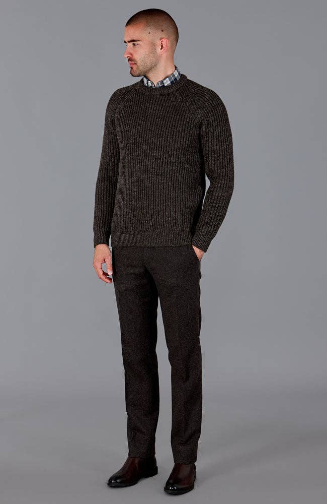 Mens 100% British Wool Heavyweight Ribbed Jumper