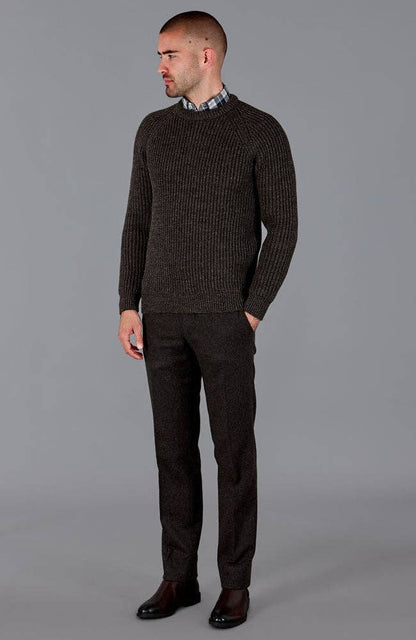 Mens 100% British Wool Heavyweight Ribbed Jumper