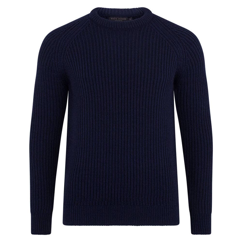 Mens 100% British Wool Heavyweight Ribbed Jumper