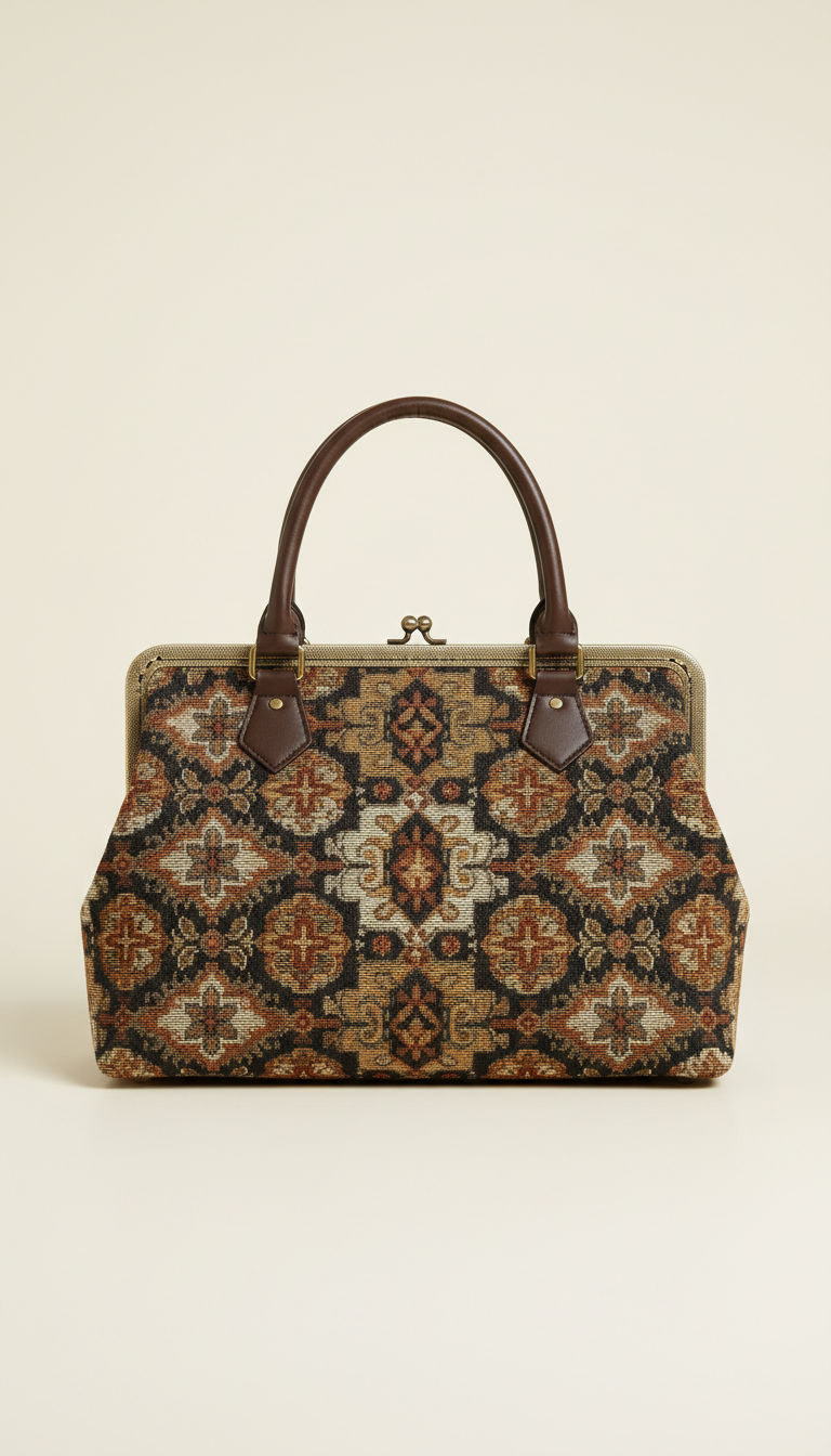 Tapestry Carpet Bag With Floral Motif