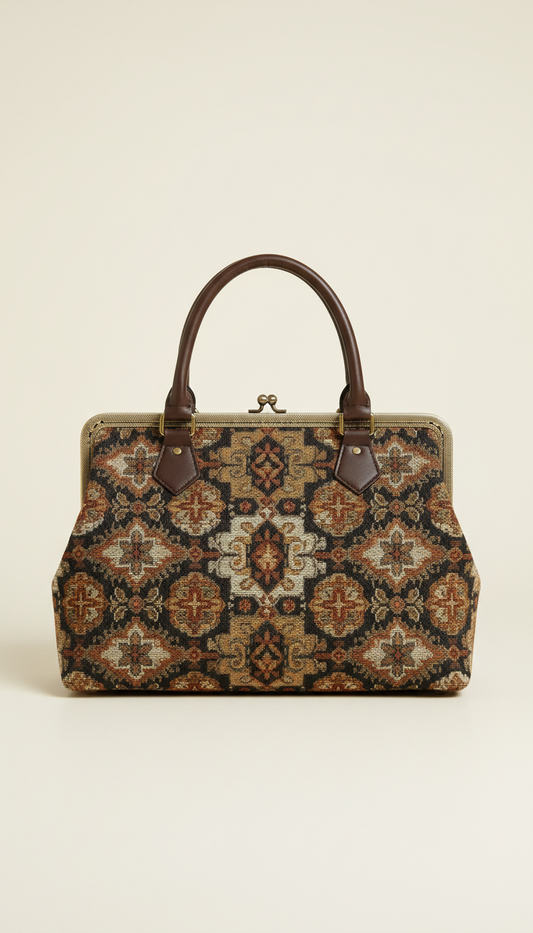 Tapestry Carpet Bag With Floral Motif