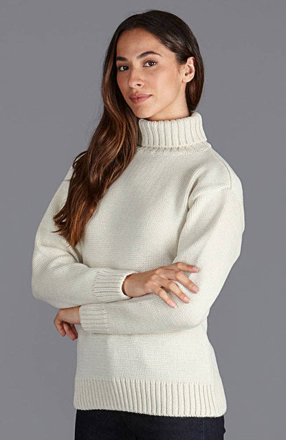 Womens 100% Chunky Merino Wool Submariner Roll Neck Jumper