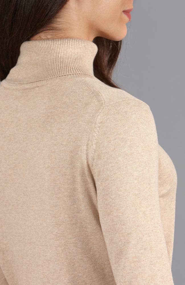 Womens Ultra-Fine Cotton Roll Neck Long Sleeve Jumper