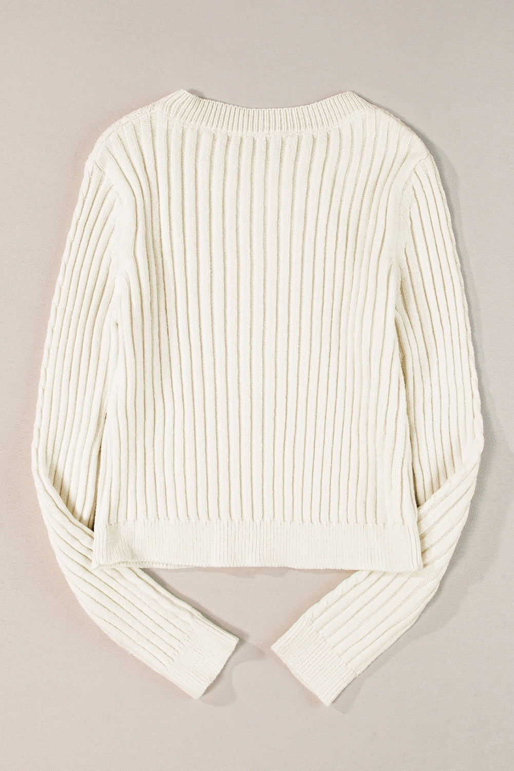 White Cable Knit Cropped Sweater