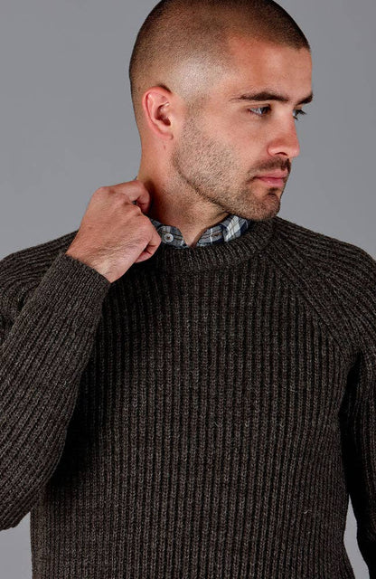 Mens 100% British Wool Heavyweight Ribbed Jumper