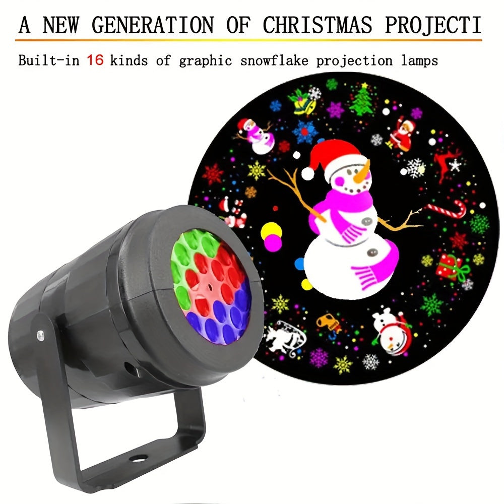 Snowflake Christmas Laser Projector Light,16 patterns Waterproof Rotating Christmas LED