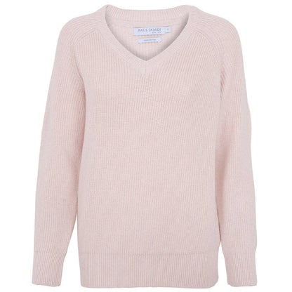 Womens Cotton Ribbed V Neck Jumper