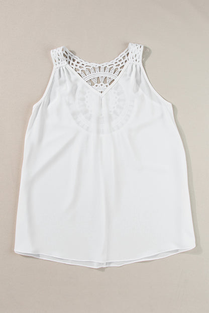 White Bohemian Crochet Patchwork Sleeveless Tunic