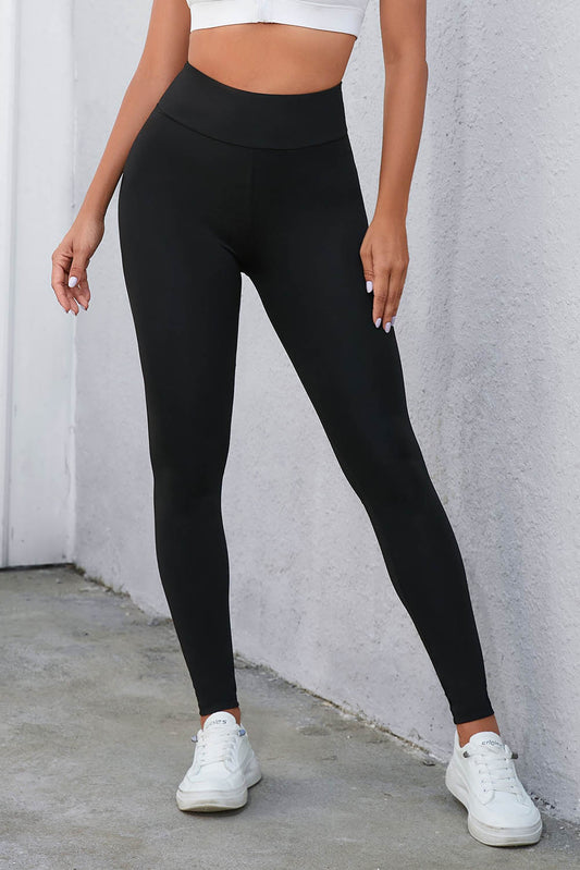 Leggings de cintura alta pretas cruzadas com controle de barriga