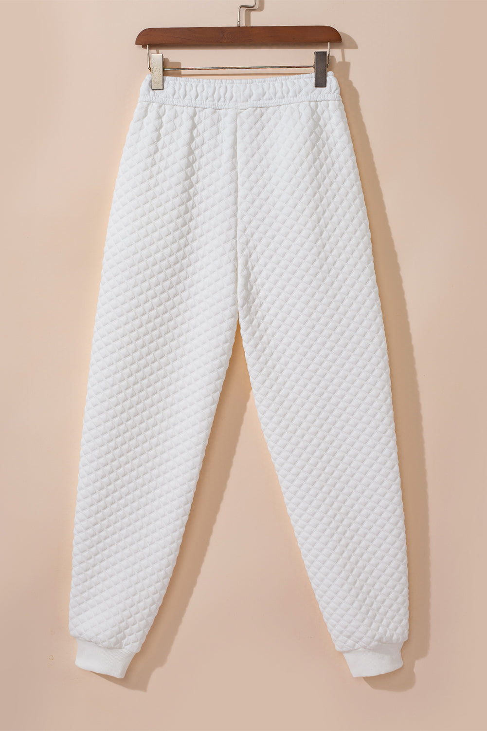 Conjunto de duas peças com capuz e calça de moletom acolchoado branco