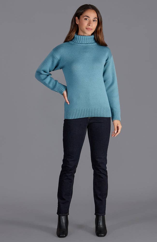 Womens 100% Chunky Merino Wool Submariner Roll Neck Jumper