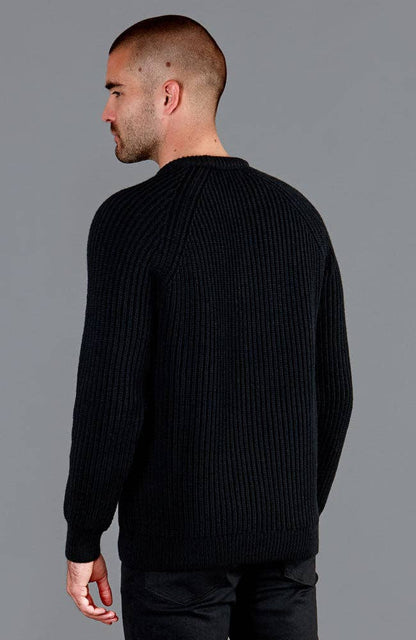 Mens 100% British Wool Heavyweight Ribbed Jumper