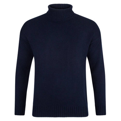 Mens 100% Cotton Submariner Roll Neck Jumper