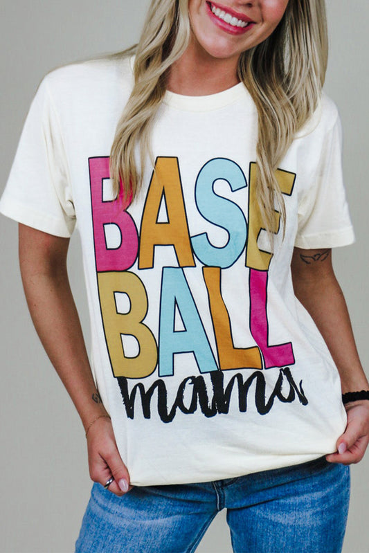 T-shirt graphique multicolore blanc Baseball Mama