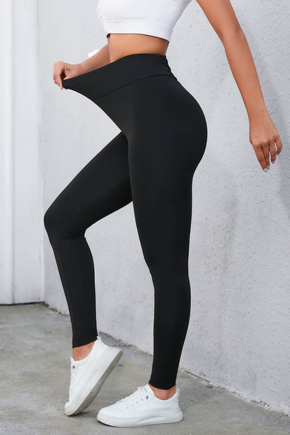 Legging taille haute noir croisé avec contrôle du ventre