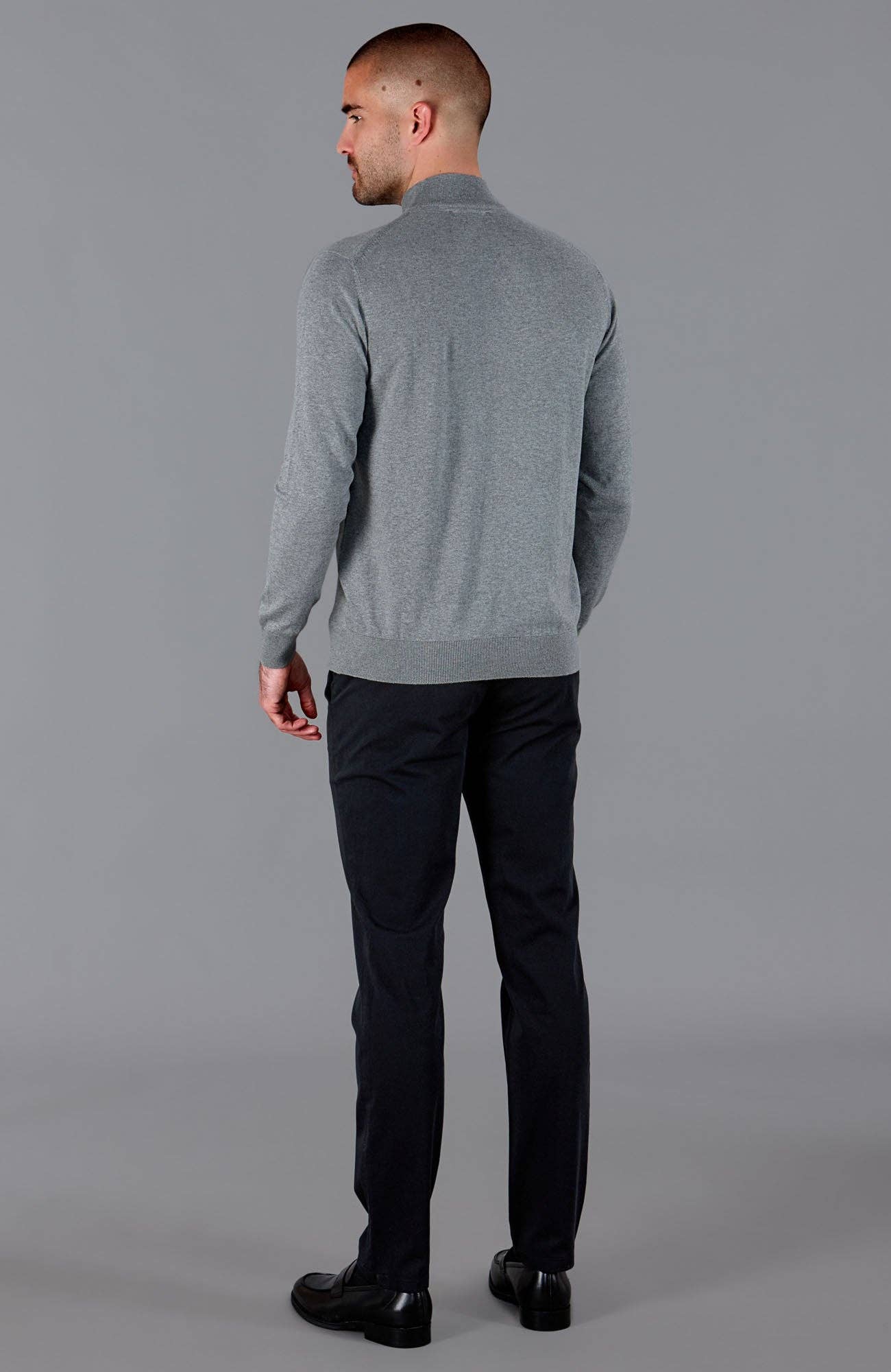 Mens Ultra Fine Cotton Mock Turtle Neck Jumper