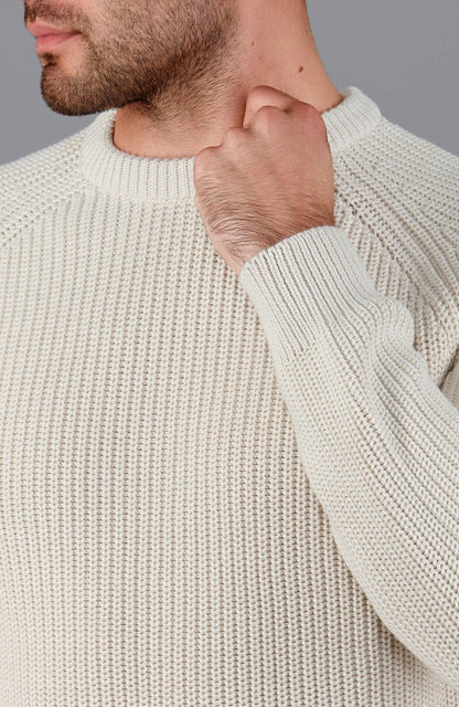 Mens Cotton Fisherman Rib Knit Jumper