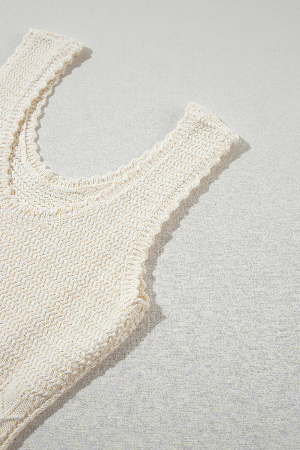 Robe pull sans manches en maille beige à texture mélangée