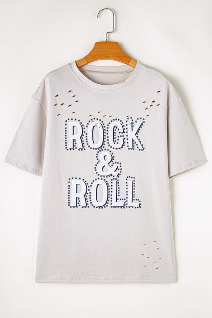 T-shirt vintage gris vieilli à graphique Rock &amp; Roll