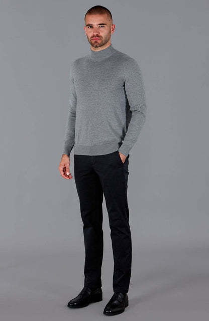 Mens Ultra Fine Cotton Mock Turtle Neck Jumper