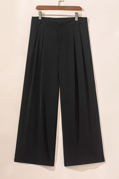 Pantalon large élégant plissé noir