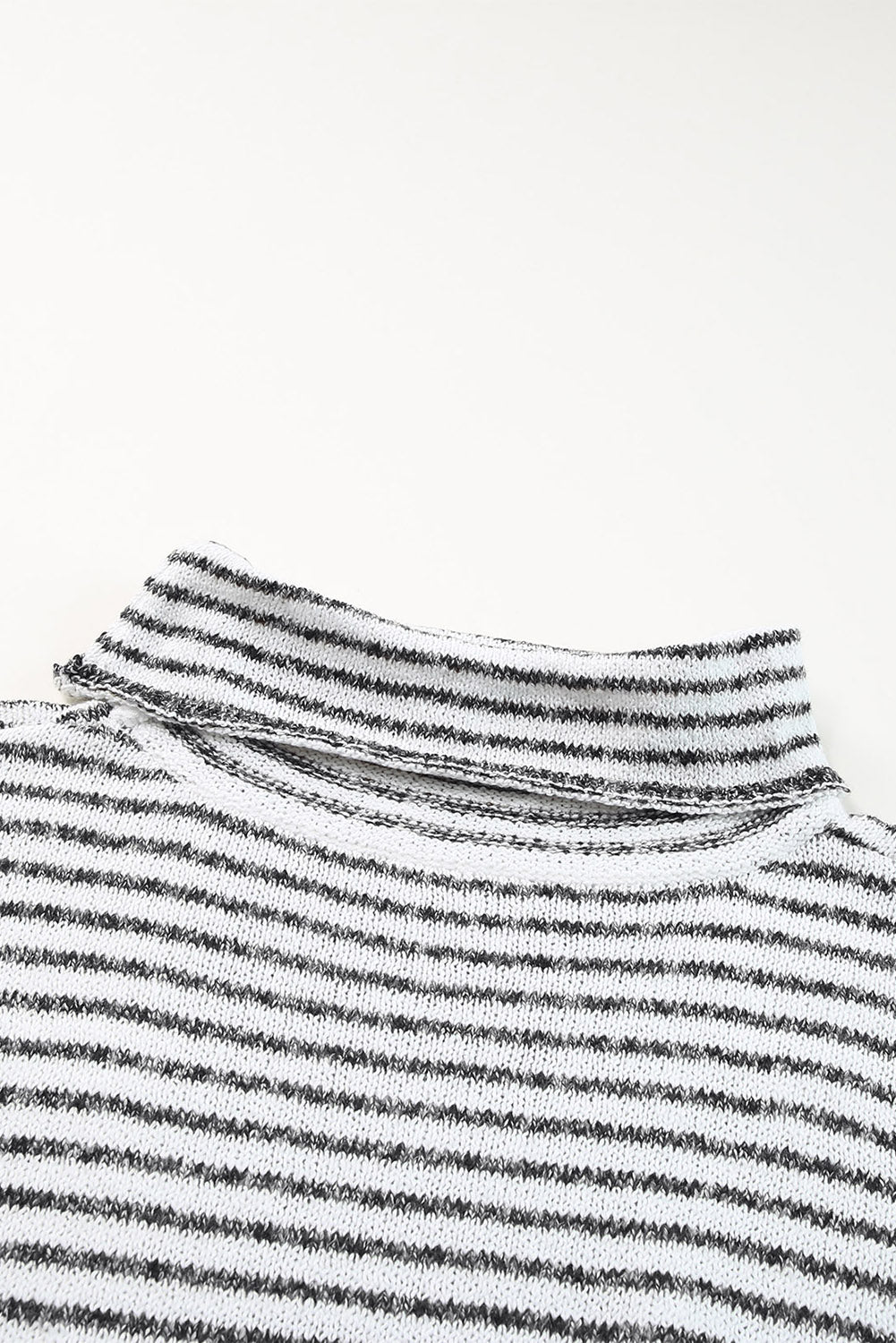 Black Striped Turtleneck Loose Sweater