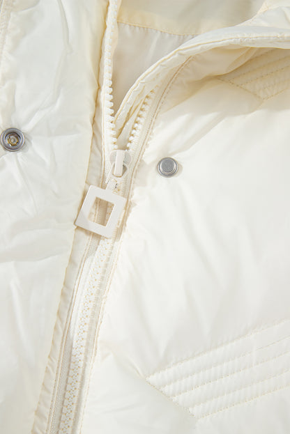 White Quilted High Neck Zip Up Jacket Vest