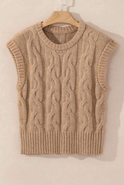 Pull en maille torsadée à mancherons beige français clair