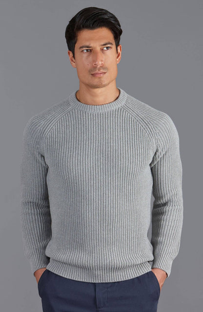 Mens Cotton Fisherman Rib Knit Jumper