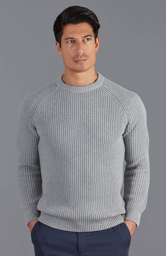 Mens Cotton Fisherman Rib Knit Jumper