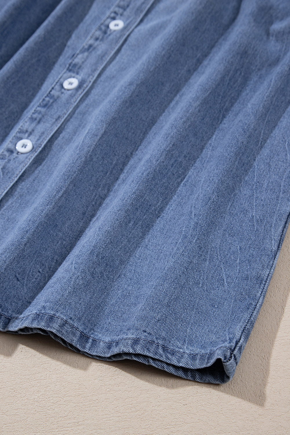 Chemise en jean boutonnée bleue à manches bulles Ashleigh