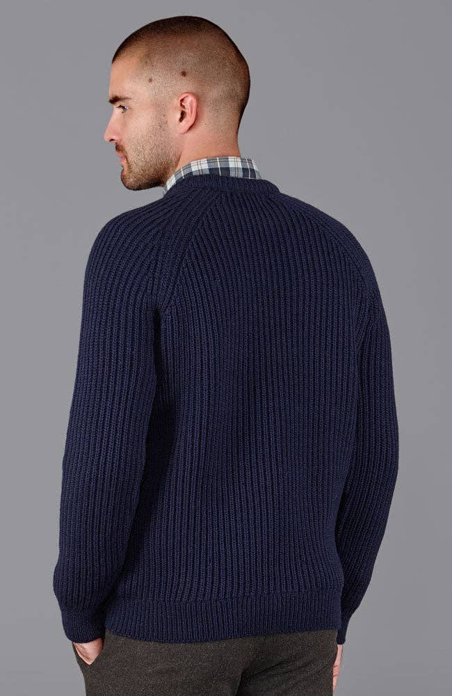 Mens 100% British Wool Heavyweight Ribbed Jumper