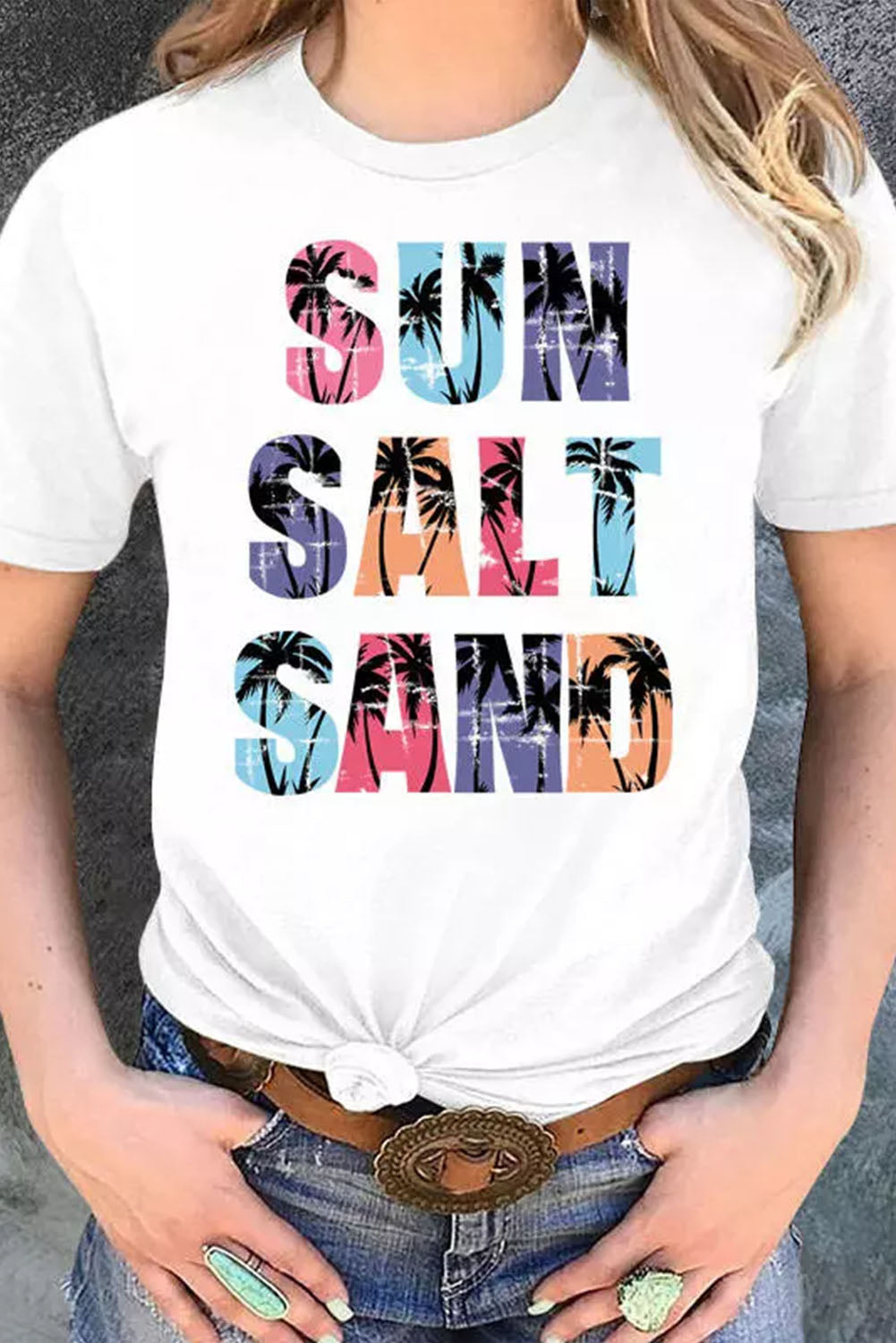 T-shirt graphique Cocotier blanc SUN SALT SAND