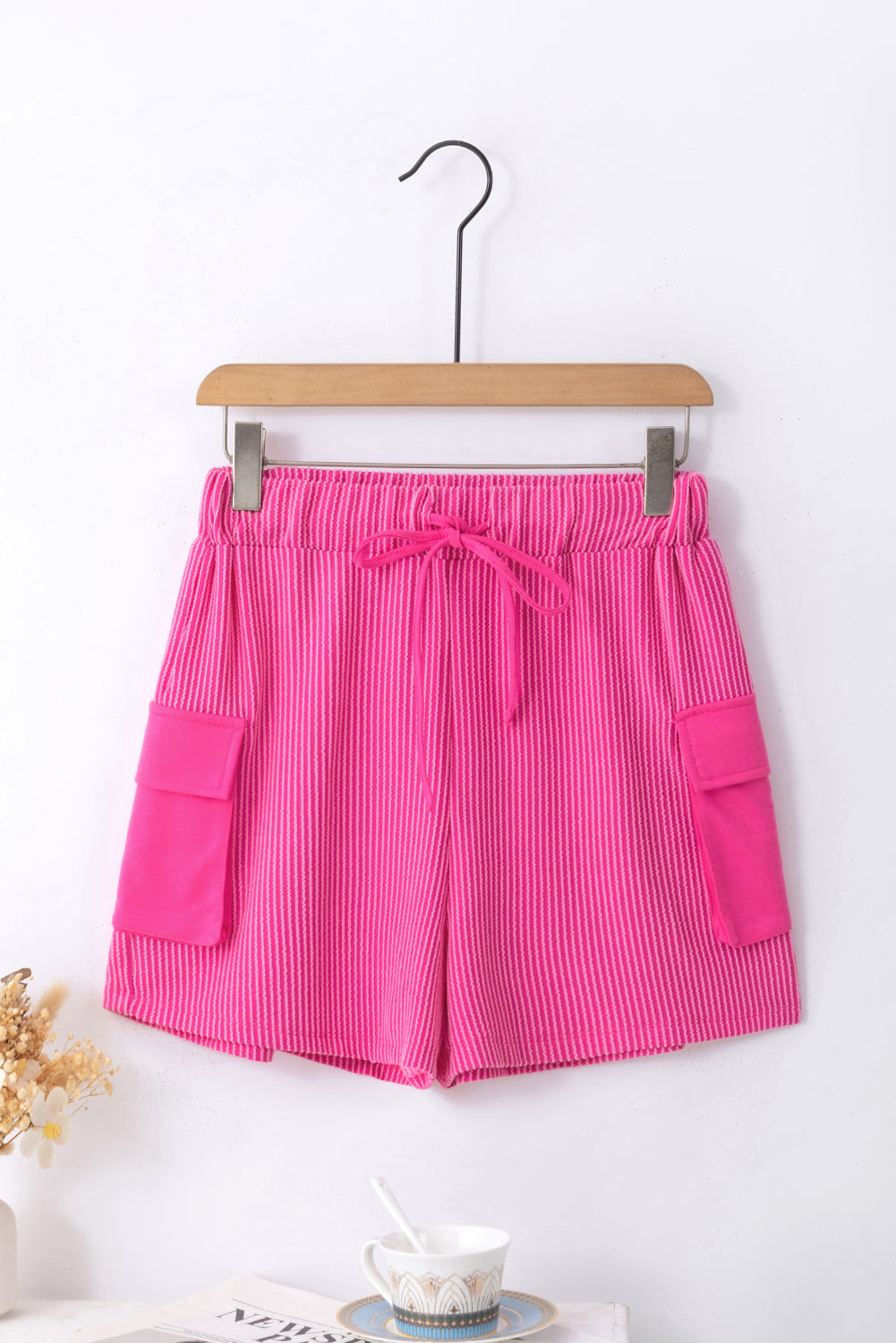 Short large à poche cargo rose vif