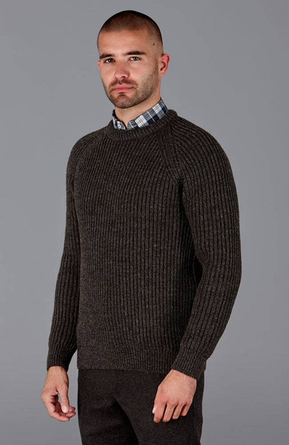 Mens 100% British Wool Heavyweight Ribbed Jumper